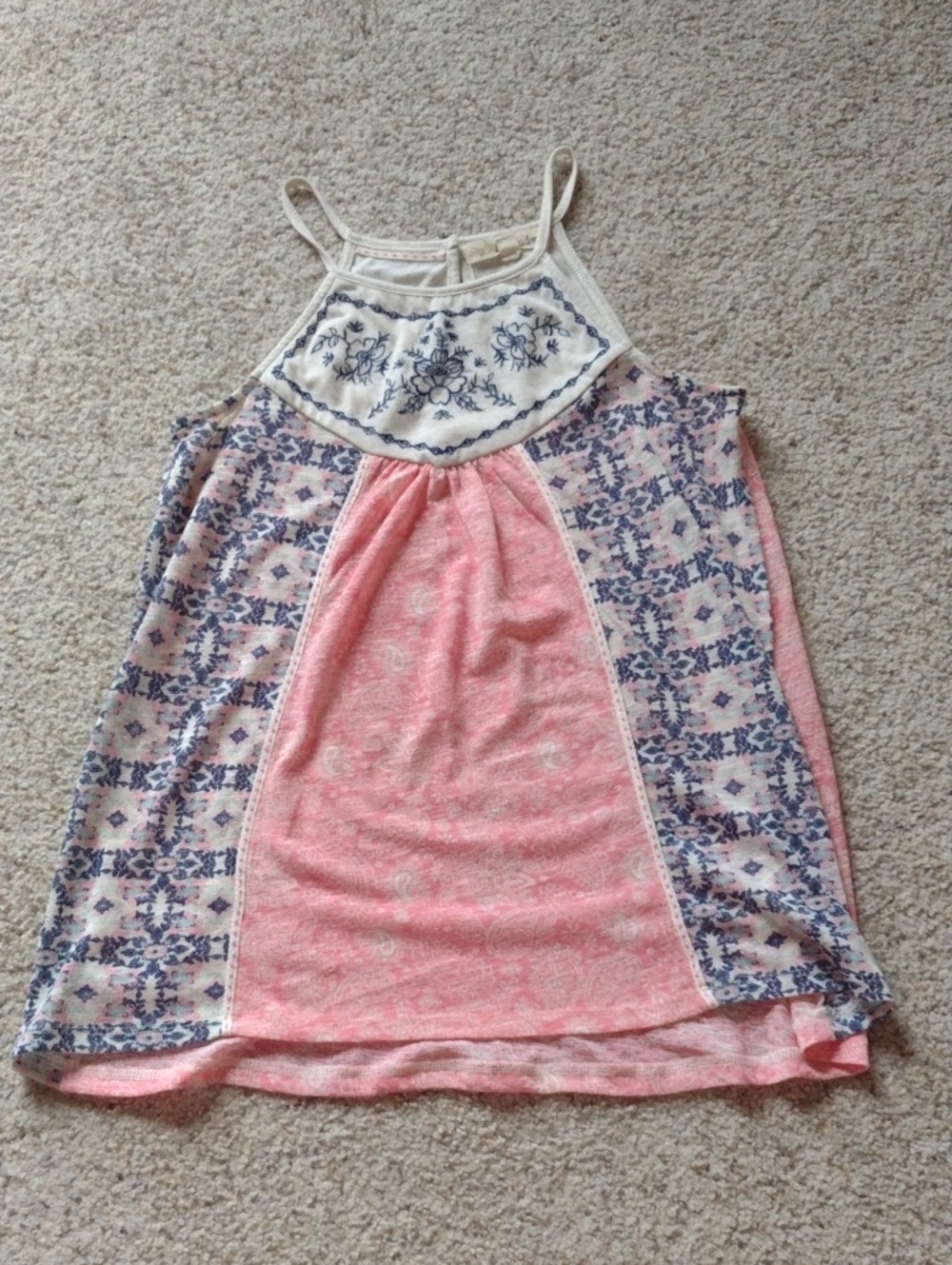 Rewind Pink and Blue Embroidered Halter Camisole